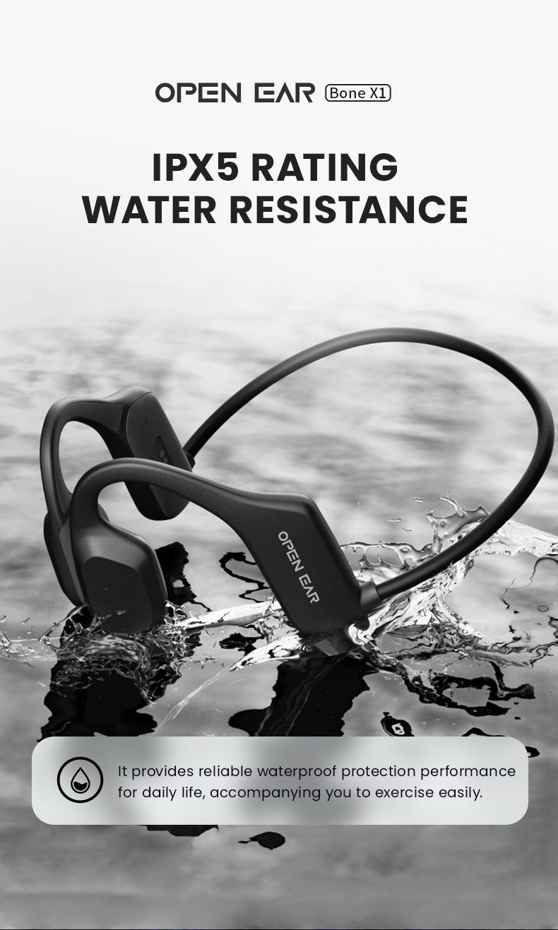 Open-Ear Bluetooth 5.2 Bone Conduction Headphones with Mic, Secure-Fit Lightweight Sports Earphones for Gym, Running & Hiking