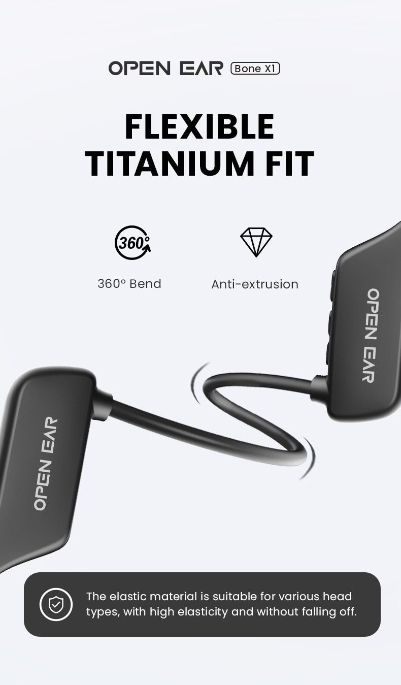 Open-Ear Bluetooth 5.2 Bone Conduction Headphones with Mic, Secure-Fit Lightweight Sports Earphones for Gym, Running & Hiking