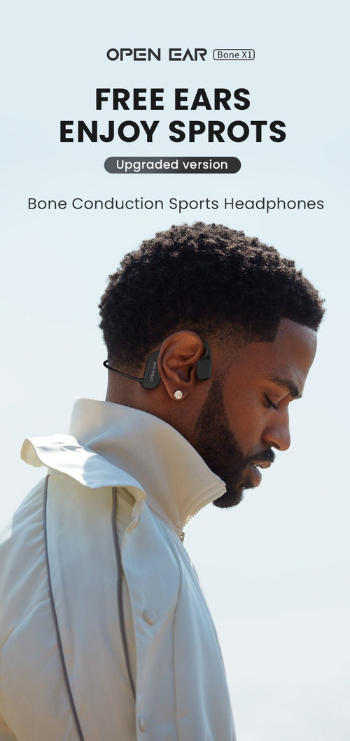 Open-Ear Bluetooth 5.2 Bone Conduction Headphones with Mic, Secure-Fit Lightweight Sports Earphones for Gym, Running & Hiking