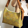 Dynasty Woven Brocade Large Tote: Elegant Handcrafted Shoulder & Crossbody Handbag