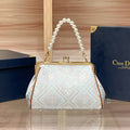 Dynasty Pearl Beaded Evening Clutch: Embroidered Silk Jacquard Gala Handbag
