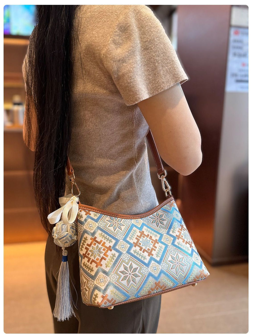 The Heritage Brocade Small Hobo: Handcrafted Ethnic Underarm Bag with Chain Accent