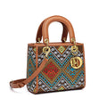 Women’s Designer Brocade Top-Handle Bag, Niche Vintage Jacquard Shoulder Crossbody Handbag with Strap