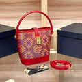 Vibrant Contrast Brocade Mini Bucket Handbag: Artisanal Crossbody Phone Pouch