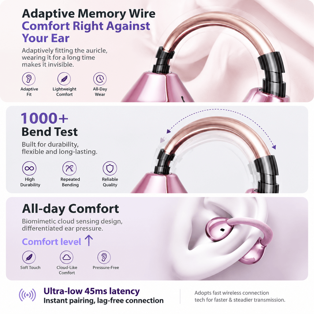 Magic Mirror 4-in-1 Ear Clip Wireless Earbuds: Crystal Butterfly Jewelry Earphones with Makeup Mirror & Pearl Chain Case