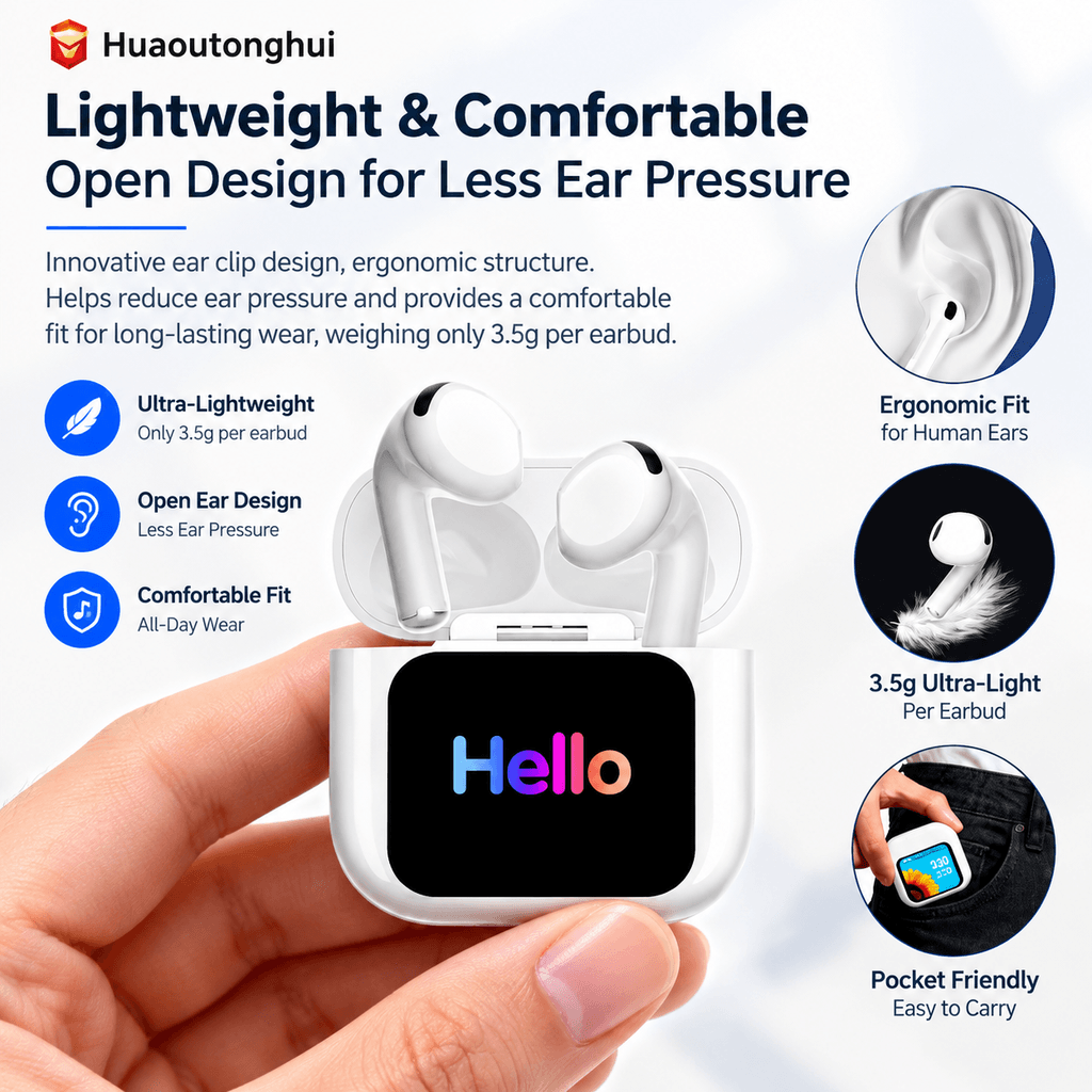 AI Wireless In-Ear Bluetooth Earphones with LCD Color Display Case, Ac ...