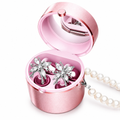 Magic Mirror 4-in-1 Ear Clip Wireless Earbuds: Crystal Butterfly Jewelry Earphones with Makeup Mirror & Pearl Chain Case