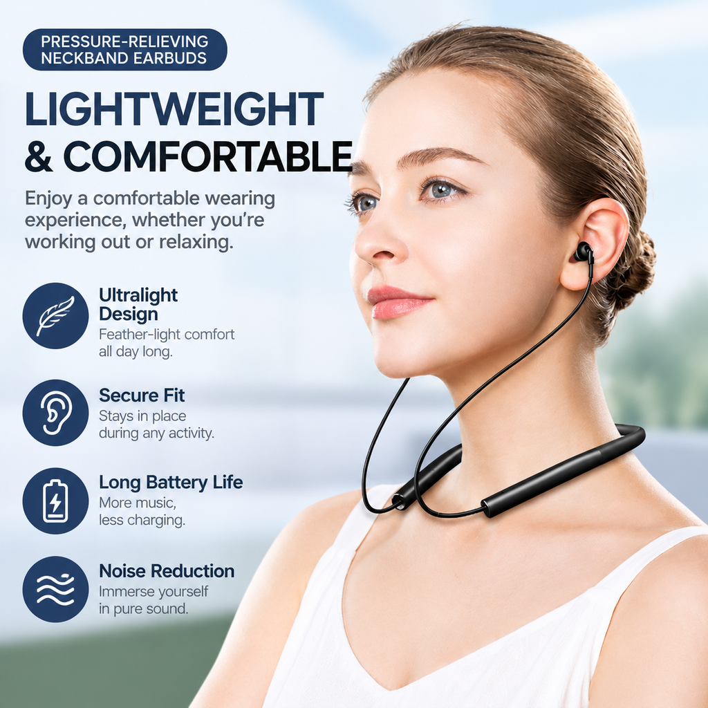Ultra-Soft Silicone Neckband Bluetooth 5.0 Sleep Headphones with Microphone, Hi-Fi Sound & Noise Isolating Ear Tips for Snoring & Insomnia