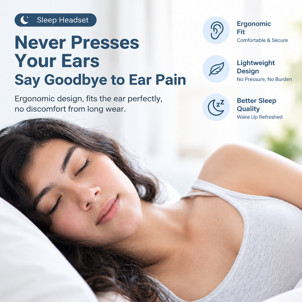 Ultra-Soft Silicone Neckband Bluetooth 5.0 Sleep Headphones with Microphone, Hi-Fi Sound & Noise Isolating Ear Tips for Snoring & Insomnia