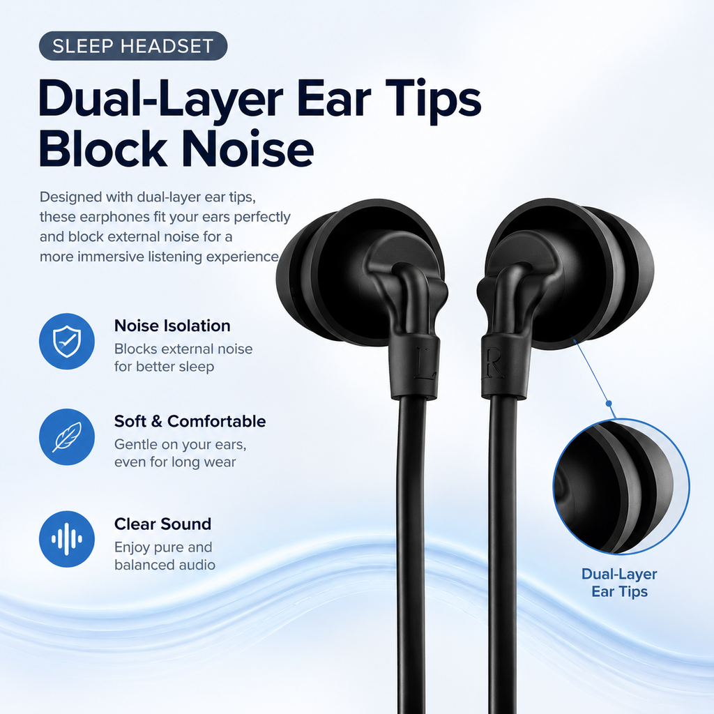 Ultra-Soft Silicone Neckband Bluetooth 5.0 Sleep Headphones with Microphone, Hi-Fi Sound & Noise Isolating Ear Tips for Snoring & Insomnia
