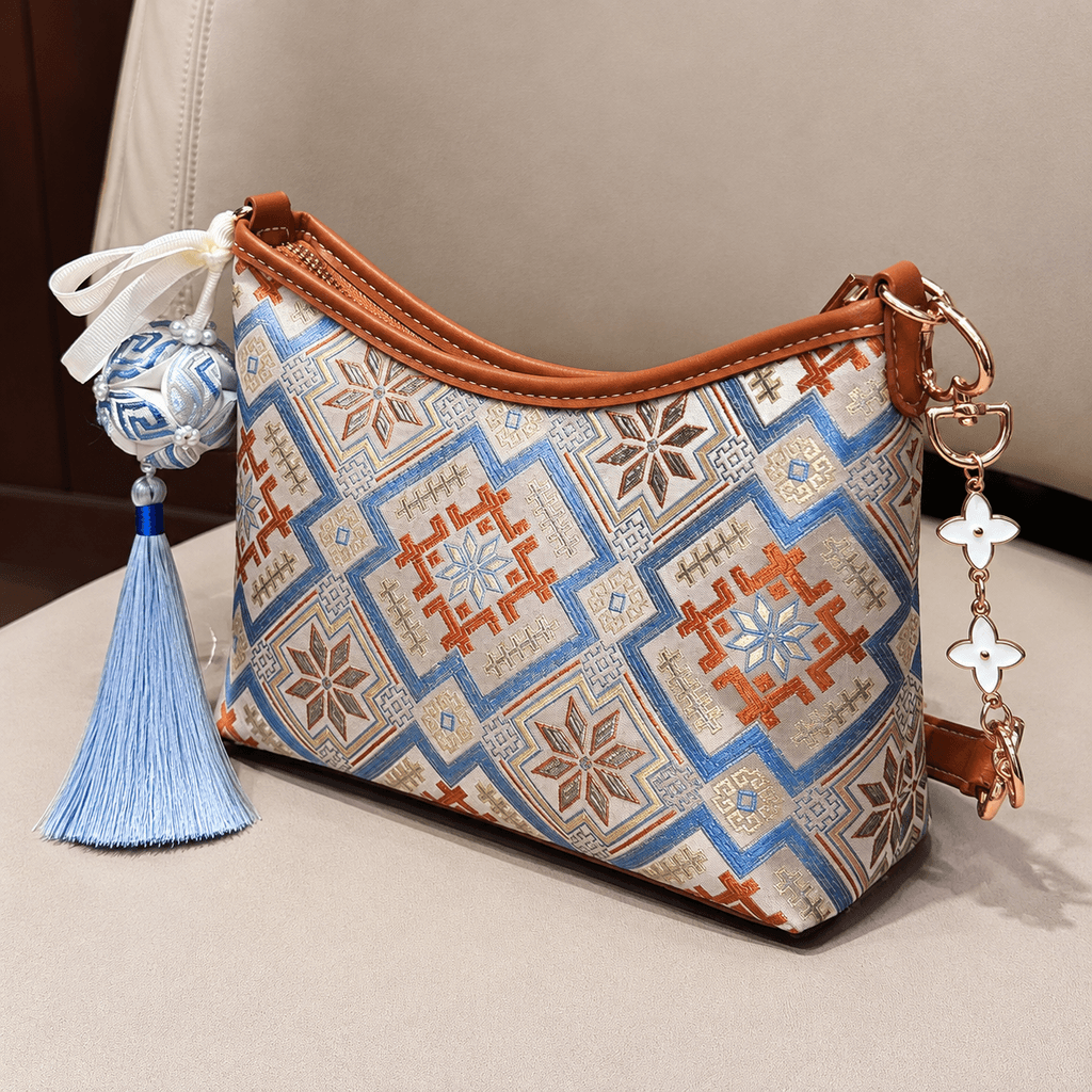 The Heritage Brocade Small Hobo: Handcrafted Ethnic Underarm Bag with Chain Accent