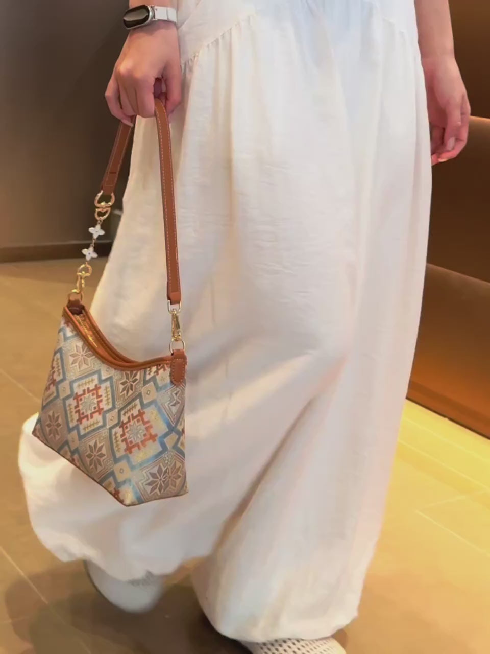 The Heritage Brocade Small Hobo: Handcrafted Ethnic Underarm Bag with Chain Accent